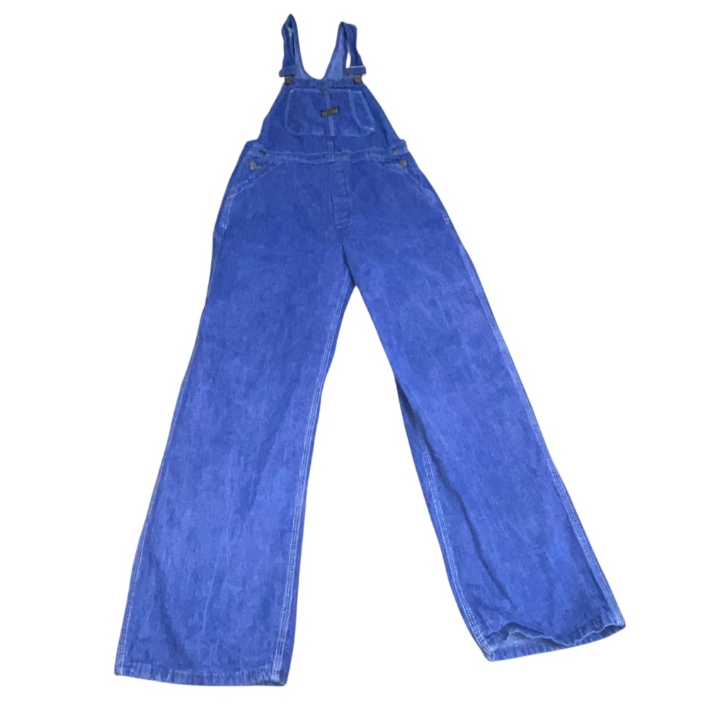 Vintage Sanforized Made In USA Denim Overalls 29 x 2 1970's Blue Jean Button Fly